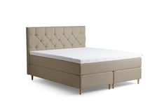 Tempur - Promise Kontinentalsäng Warm Grey 180x200 ProLuxe SmartCool 10cm Mjuk Metallben Krom 12cm från Sleepo