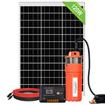 DCHOUSE kit pompe à eau solaire, pompe solaire 12V + panneau solaire 120W + contrôleur de charge 20A, puits d'eau, irrigation. expédié séparément, tête de 30m