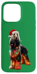 Coque pour iPhone 15 Pro Max Chapeau de Père Noël afghan avec lumières de Noël, propriétaire de chien, maman, papa