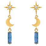 Orelia Jewellery Starburst Moon & Baguette Drop Earrings