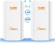 Pont WiFi Ethernet 5GHz 900Mbps,2KM Extérieur Point-to-Point WiFi Bridge,PtP/PtMP Long Distance WiFi Pont,12dBi sans Fil CPE,IP65 étanche,Utilisé dans Entrepôts Chantiers Fermes Garages etc