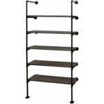 Jamais utilisé] Étagère HHG 451, Étagère de salon Bibliothèque Étagère de rangement, Design industriel bois métal, 165x80x28cm, gris-brun