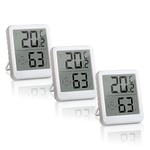 Thermomètre hygromètre numérique, lot de 3 thermomètres d'intérieur, mini moniteur de température et d'humidité pour chambre, haute précision pour serre, reptile, humidors, cave, bureau.