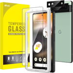 Protection D'écran Pour Google Pixel 6a Avec Caméra Protecteur, Kit Outil D'installation, Film Verre Trempé, Compatible Id D'empreinte Digitale, Hd Transparent, 2 Pièces Chacun