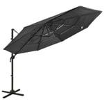 Parasol med aluminiumsstang 4 niveauer 3x3 m antracitgrå