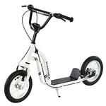 HOMCOM Teen Kids Stunt Scooter Children Kick Scooter Adjustable Handlebar 2 Brakes Ride On 12 Inch Rubber Tyres White For Age 5+