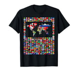 247 Flags,World Flags,World map with flags. T-Shirt