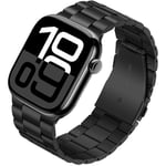 Tasikar Bracelet en métal compatible avec Apple Watch 46mm (série 10) 45mm 44mm 42mm Bracelet en acier inoxydable compatible avec Apple Watch SE Series 10 9 8 7 6 5 4 3, Noir