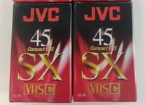 NEW 2 x JVC SX45 [EC-45 SX] Compact VHS Tapes PAL/SECAM 45 min [SP] 90 mins [LP]