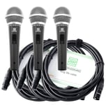 3x Microphone Micro Dynamique Professionel Sono Chant Karaoke DJ Set XLR Cable