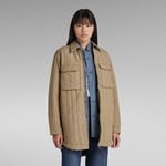 Quilted Zipped Overshirt - Beige - Women