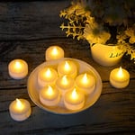 Bougies chauffe-plat LED, 24 paquets de bougies chauffe-plat à piles sans flamme, fausse bougie électrique pour les célébrations saisonnières et de festival 100 + heures de lumière électrique (48)