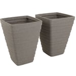 Pair of Tall Trojan Square Granite Planters (Dia. 40cm)