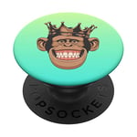 Cheeky Monkey Wearing King Crown Funny PopSockets PopGrip: Swappable Grip for Phones & Tablets