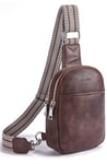 Telena Bum Bag Femmes, Sac à bandoulière pour femmes Petit sac à bandoulière en cuir PU Leather Sport Shoulder Bag Sac à bandoulière élégant, café