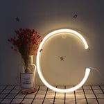 LED Letters Neon Light Sign Alphabet A-Z Marquee Word Sign Warm White Neon Words Lighting Girls Night Light Wall Hanging Decor for Christmas Birthday Wedding Party Bar Bedroom Party Accessories (C)