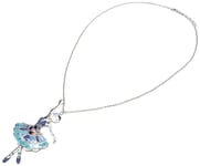 SP823E - Sautoir Collier Pendentif Poupée Danseuse Robe Bustier Email Bleu et...