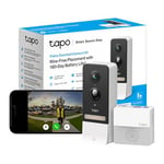 Tapo 2K 5MP Smart Wireless Security Camera Doorbell, Battery-powered wifi doorbell camera, Two-Way Talk, IP64, Colour Night Vision, Cloud &Local Storage, Works with Alexa & Google Home, (Tapo D230S1)