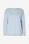 Selected FEMME - Tröja slfBerga LS Knit Boat Neck - Blå