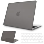 NPUOLS Coque Compatible avec MacBook Air 13,6" 2024 2022 Modèle A3113 A2681 M3 M2, Etui Housse Coque de Protection Rigide en Plastique Mat + Clavier Ultra Mince en TPU Version EU, Gris