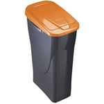 Poubelle 15 Litres Ecobin Avec Couvercle Noir/Oranje 31x20x42cm Mondex