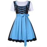 Tysk Oktoberfest-dräkt för kvinnor Dirndl traditionell bayersk ölfestival karneval Fraulein cosplay piga klänning outfit -hg blå Blue M