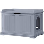 Yaheetech Maison de Toilette pour Chat, Meuble Cache Litière pour Chat, 2 Portes, 1 Cloison Amovible, 7 Trous d’Aération, Table d'Appoint Chat Gris