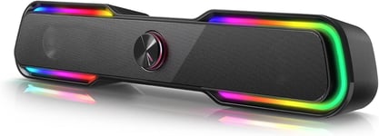 Bazivve Bluetooth PC Speaker Boxes, RGB Computer Soundbar Speaker for PC Monitor