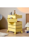 Yellow 5 Tier Rotating Drawer Storage Shelf with Wheels