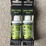 2 x 60ml Pyramid Trek Deet Free Spray. Midge & Tick Spray. New. Free P&P