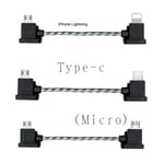 Lighting / USB Type-C / Micro-USB kabel för DJI SPARK MAVIC PRO USB Type-C flätad 15CM