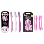 Wilkinson Sword Rasoirs de Sourcils - Lot de 5+3 unités - Intuition Eyebrow Shaper | Définit et supprime les peluches du visage | Outil de dermaplaning | Pack de rasoirs jetables