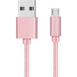 Cable pour ASUS ZENFONE 5 LITE / 4 MAX / 3 MAX / MAX M1 / MAX M2 / GO - Cable Chargeur Micro USB Nylon Tressé Rose 1 Metre [Phonillico®]