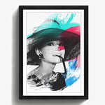 Arty Pie Framed Print Black A2 (24.5x18 Inch) Audrey Hepburn (2) V2, Wood, Multi-Colour, 60 x 42 x 2 cm