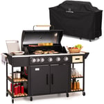 Klarstein - Barbecue Gaz Camping avec 6 Brûleurs à Gaz, Plancha au Gaz de 20700W, Gril à Gaz en Acier Inoxydable, bbq Feu a Gaz, Plancha Gaz Inox,