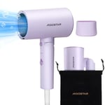 Aigostar Sèche-cheveux de voyage - Technologie ionique 2100W, 3 températures / 2 vitesses, protection contre la surchauffe, violet avec sac de rangement