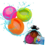 alldoro 63037 Water Splash Lot de 3 bombes à eau réutilisables et à fermeture automatique Ø 6 cm Pour jardin et plage, enfants à partir de 3 ans et adultes Orange/vert/rose