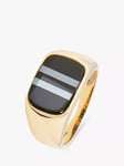 L & T Heirlooms Pre-Loved Men's 9ct Yellow Gold Onyx & Hematite Signet Ring