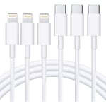 USB C till Lightning-kabel 3Pack 3FT [MFi-certifierad] iPhone Snabb