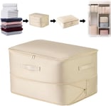 Ultra Space Saving Self Compression Organisateur De Valise De Compression Sac De Rangement Cubes Sac De Rangement Mobile Grand Avec Fermeture Éclair Pour Couettes Beige