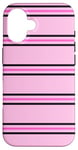 Coque pour iPhone 16 Rose et bleu marine rayé girly esthétique Preppy Stripe