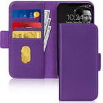 Fyy iPhone 12 mini Case, [Genuine Leather][RFID Blocking] Flip Wallet Phone Case Protective Shockproof Cover with [Card Holder] for Apple iPhone 12 mini 5.4" (2020) Purple