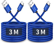 CLEEFUN USB C Cable (3M,2-Pack), Durable Braided Long USB A to Type C Fast Charging Phone Charger Lead Compatible with Samsung Galaxy Note 10 20 S10 S9 S8 S20 Plus A20e A40 A50 A70,PS5 Controller