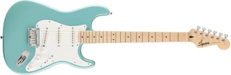 Squier by Fender Limited Edition Sonic® Stratocaster® Electric Guitar, Maple Fingerboard, White Pickguard, Tahitian Coral