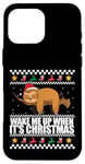 Coque pour iPhone 16 Pro Max RÉVEILLE-MOI QUAND C'EST NOËL ! Meme Sloth Santa Ugly