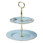 Royal Albert Modern Vintage POLBLU25866 2 Tier Cake Stand, Polka Blue, Fine Bone China