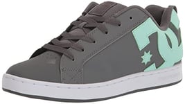 DC Women's Court Graffik Casual Low Top Skate Shoe, Dark Grey/Green, 8.5 UK