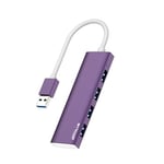 ANYPLUS Hub USB 3.0 en Alliage d'aluminium Ultra Fin, répartiteur USB Portable à 4 Ports, hub USB pour Ordinateur Portable, PC, MacBook, iMac, Surface Pro, Mac Pro, clé USB, XPS 【Violet】