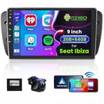 Hikity 2+64G Android 13 Autoradio pour Seat Ibiza 6J 2009-2013 avec sans Fil Carplay Android Auto, 9 Pouces Poste Radio de Voiture avec Bluetooth WiFi Mirror Link GPS FM RDS DSP SWC Caméra de Recul