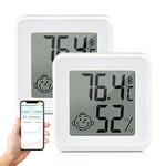 Lot de 2 thermomètres hygromètres d'intérieur : température et humidité, thermomètre-humidité, thermomètre numérique LCD intérieur, mini humidité mètre